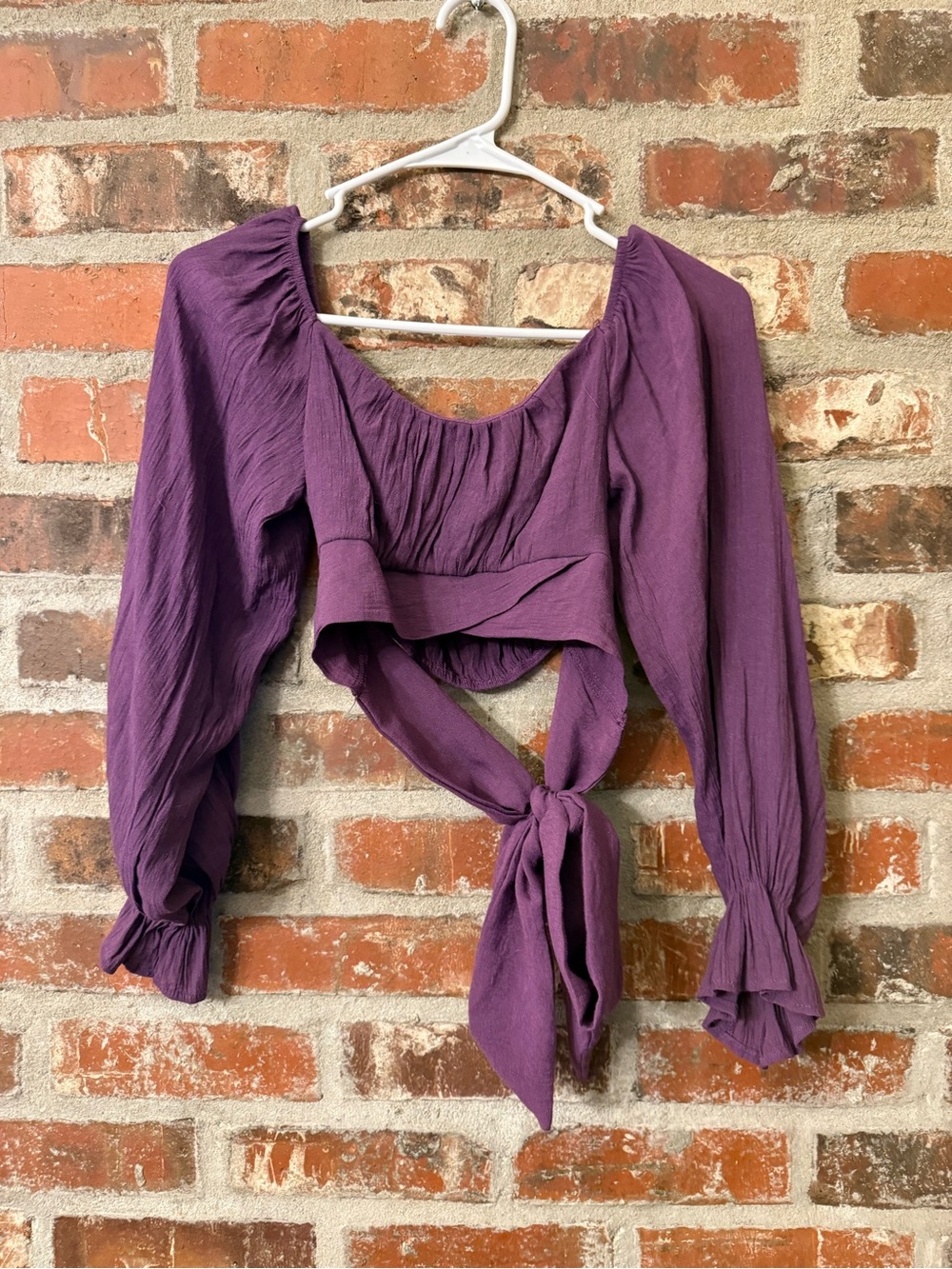T240 -Purple Women's Wrap Around Tie Long Sleeve Top